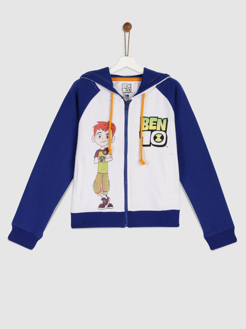 

YK Ben10 Boys White Printed Hooded Sweatshirt