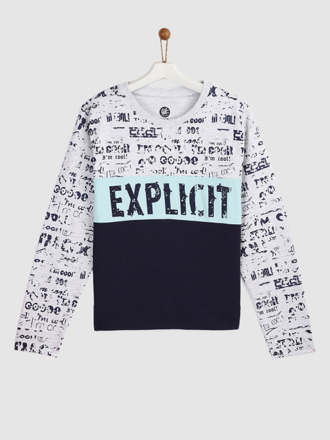 

YK Boys Grey & Navy Blue Printed Sweatshirt
