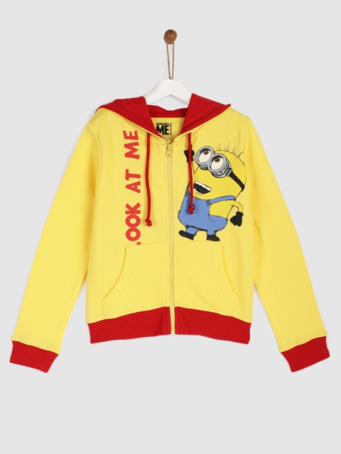 

YK Minion Boys Yellow Printed Hooded Sweatshirt
