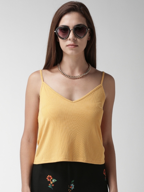 

FOREVER 21 Women Mustard Yellow Solid Top