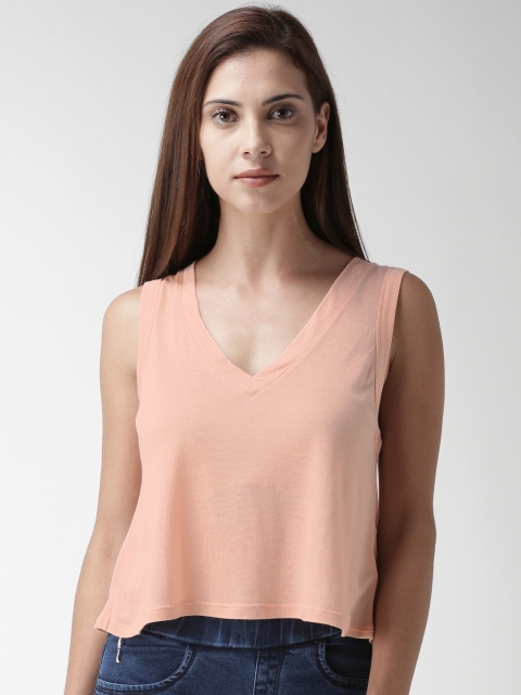 

FOREVER 21 Women Peach-Coloured Solid Top