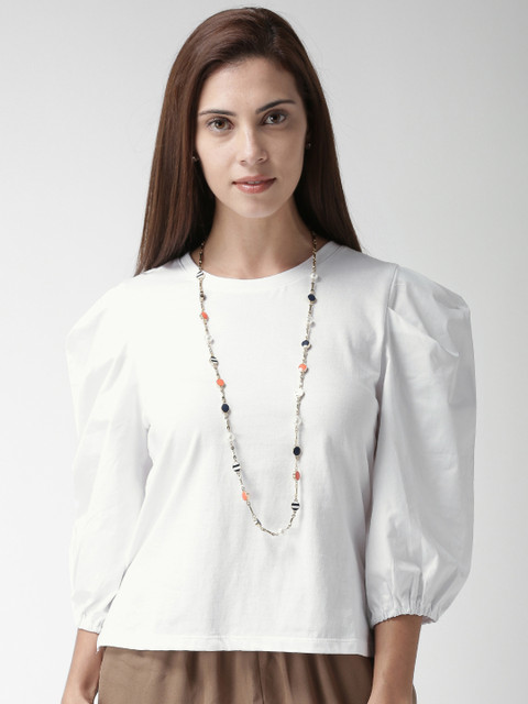 

FOREVER 21 Women White Solid Top