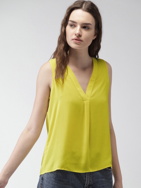 

FOREVER 21 Women Yellow Solid Top