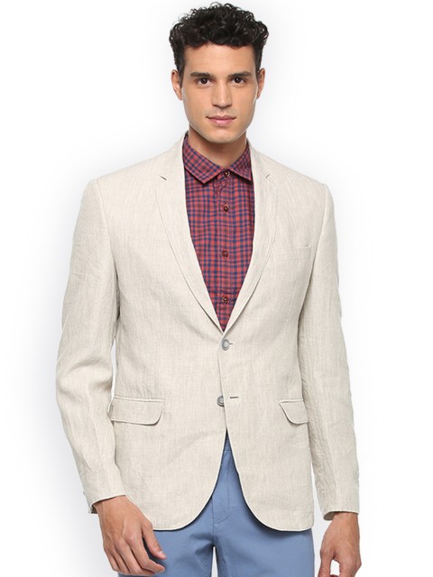 

Van Heusen Sport Men Beige Solid Single-Breasted Slim Fit Casual Blazer