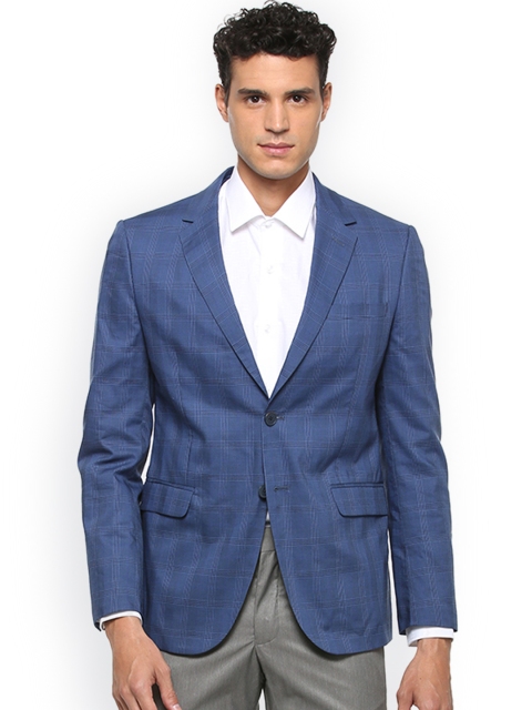 

Van Heusen Sport Men Blue Self-Checked Single-Breasted Slim Fit Formal Blazer