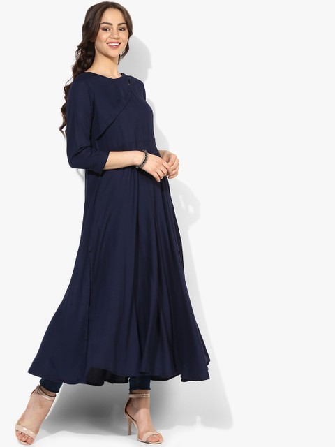 

Sangria Women Navy Blue Solid Anarkali Kurta