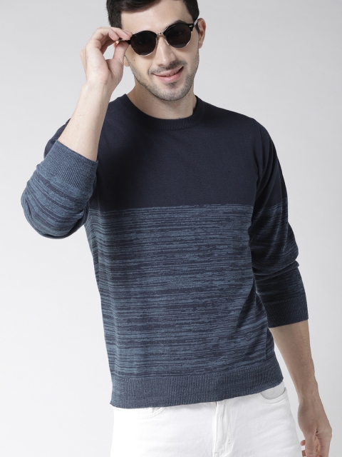 

Mast & Harbour Men Navy Blue Colourblocked Pullover