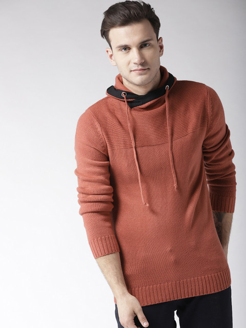 

Mast & Harbour Men Rust Red Solid Pullover
