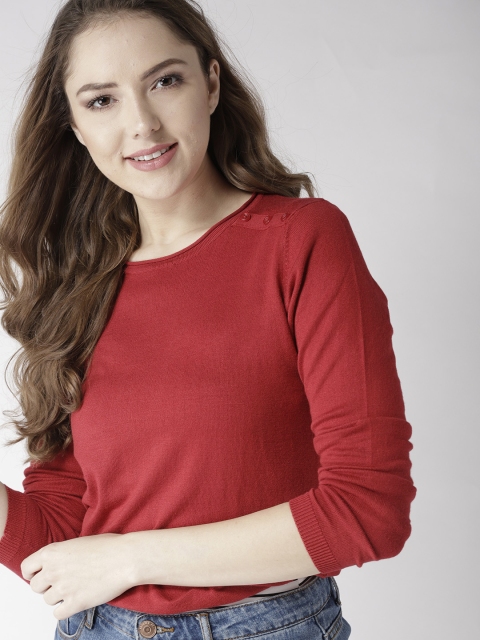 

Mast & Harbour Women Red Solid Pullover