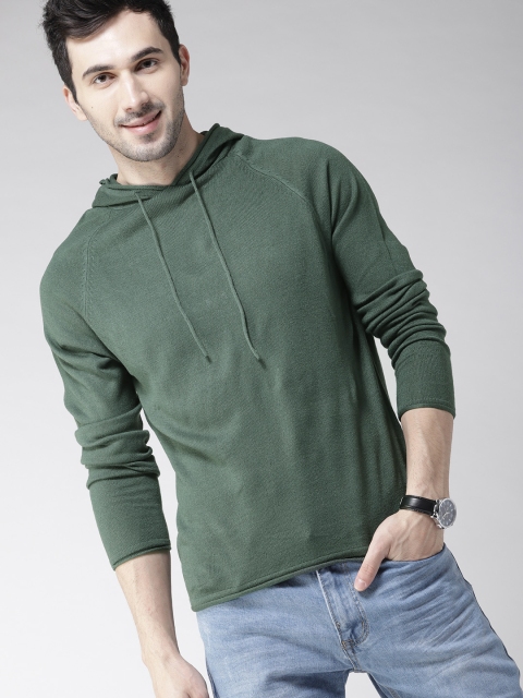 

Mast & Harbour Men Green Hooded Pullover