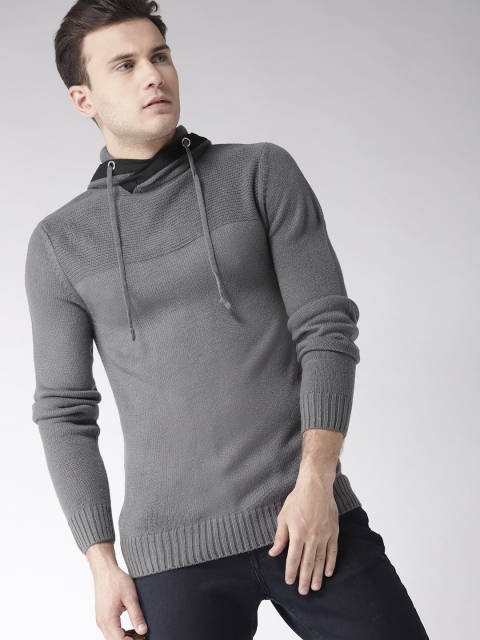 

Mast & Harbour Men Grey Solid Pullover