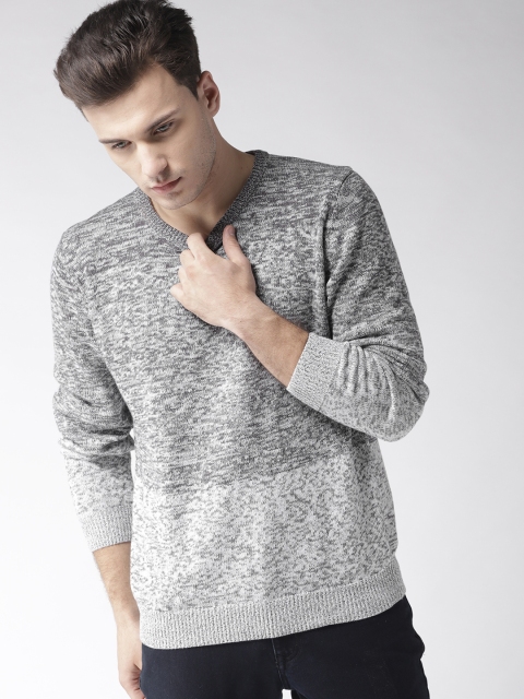 

Mast & Harbour Men Grey Self Design Pullover