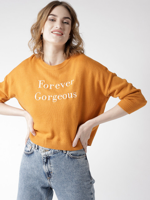 

Mast & Harbour Women Mustard Yellow Solid Sweater