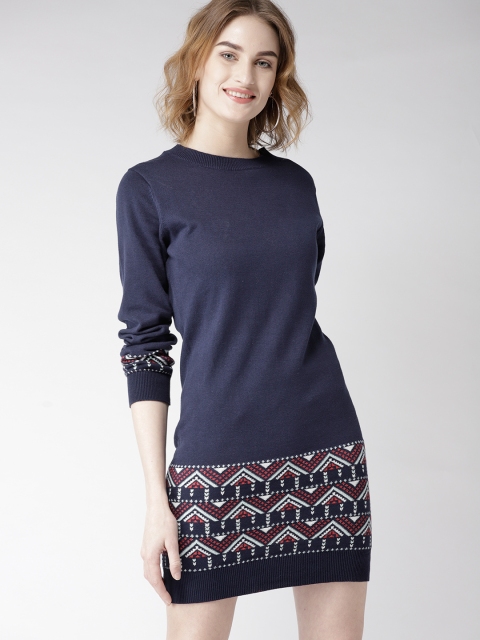 

Mast & Harbour Women Navy Blue Solid Sweater Dress