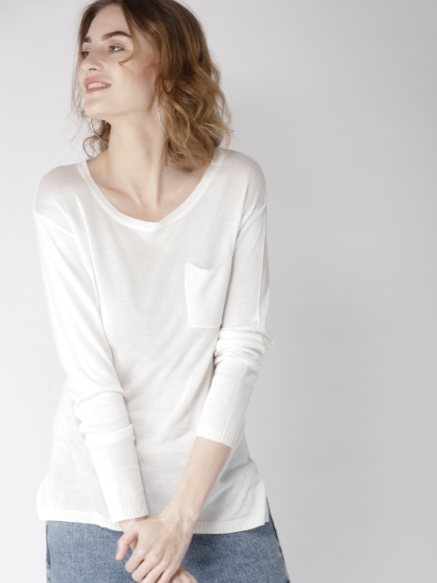 

Mast & Harbour Women White Solid Pullover