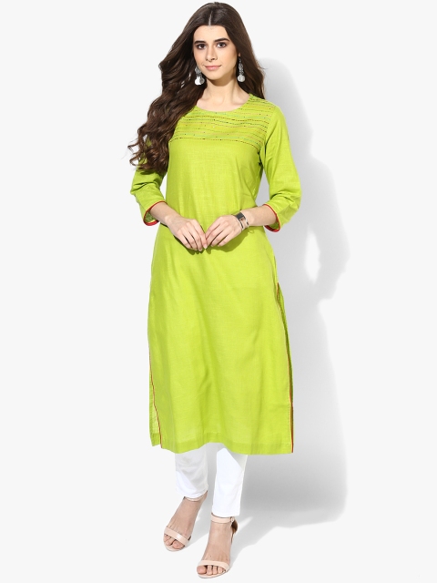 

Sangria Women Green Solid Straight Kurta