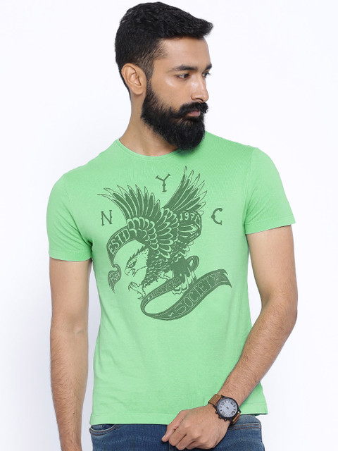 

Ed Hardy Men Green Printed Pure Cotton T-shirt