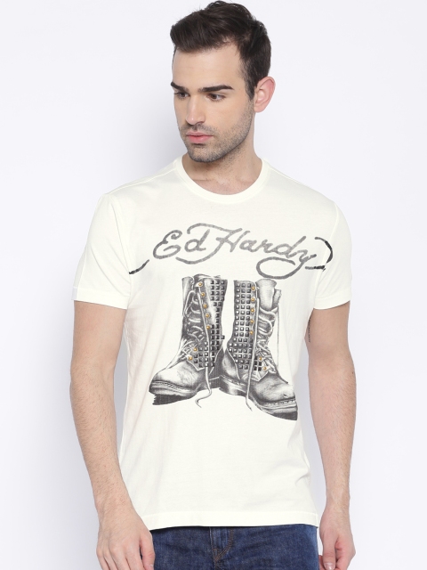 

Ed Hardy Men White Printed T-shirt