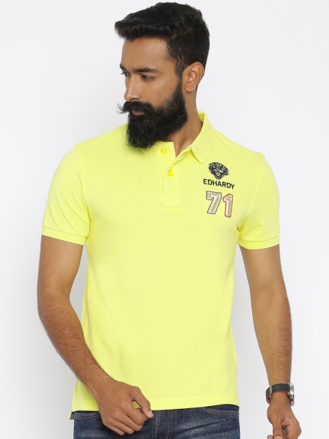 

Ed Hardy Men Yellow Pique Polo Pure Cotton T-shirt