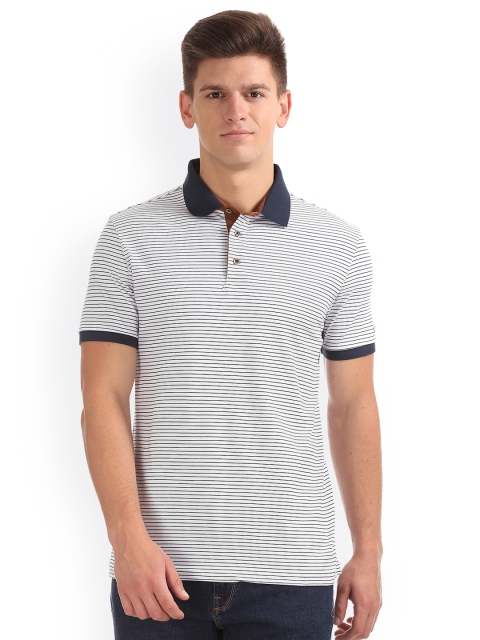 

Arrow Sport Men White Striped Polo Collar T-shirt