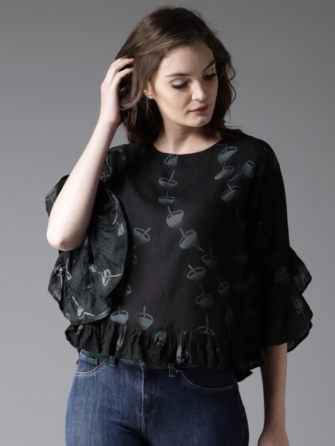 

HERE&NOW Women Black Printed Top