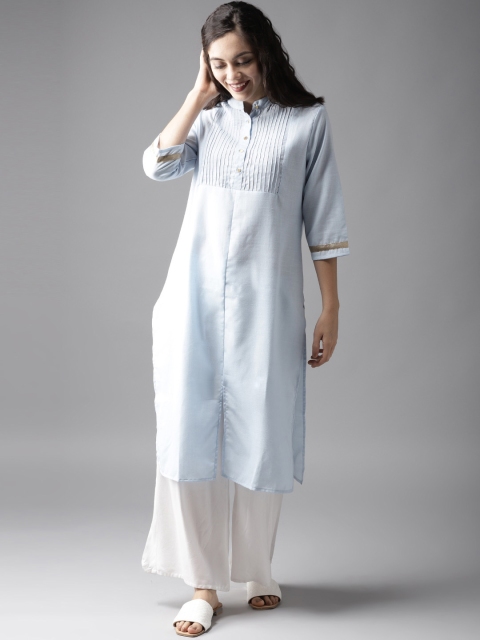 

Moda Rapido Women Blue Solid Straight Kurta