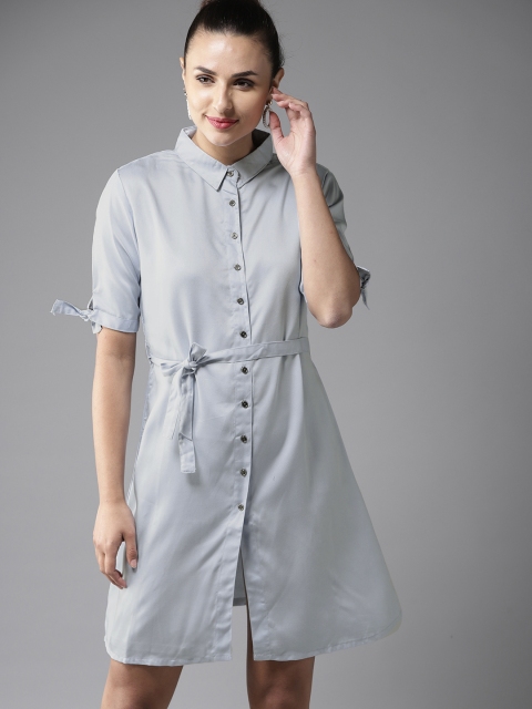 

Moda Rapido Women Blue Solid Shirt Dress