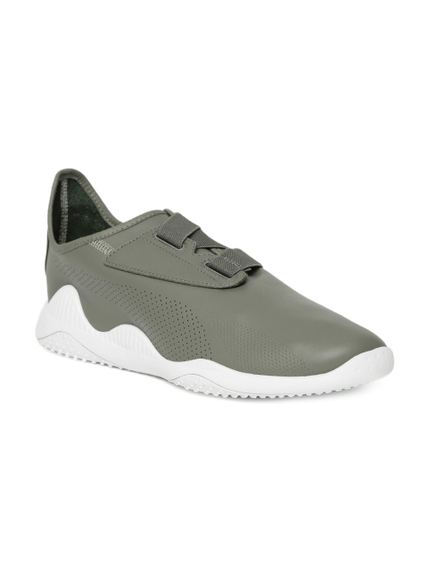 

Puma Men Grey Slip-On Leather Sneakers