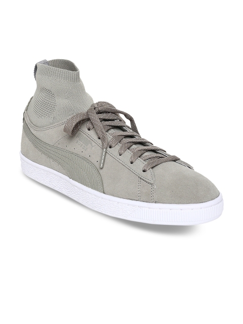 

Puma Men Grey Solid Suede Mid-Top Sneakers