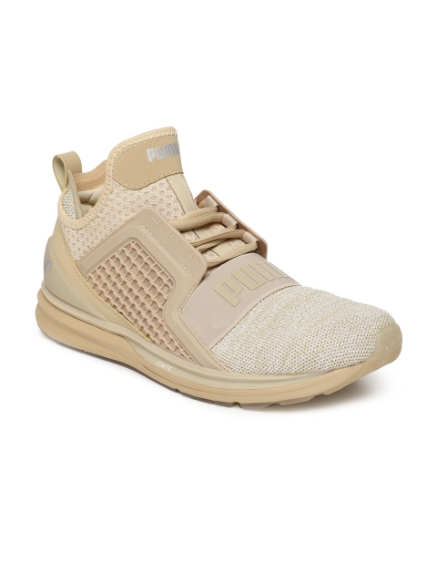 

Puma Men Beige Woven Design Mesh Mid-Top IGNITE Limitless Knit Sneakers