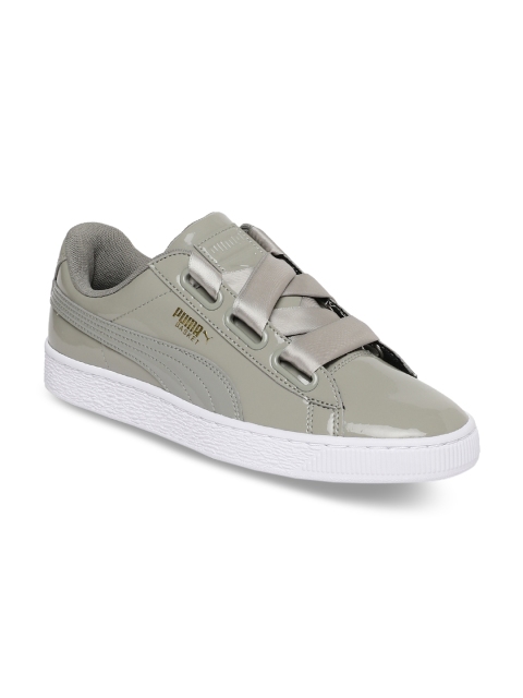 

Puma Women Grey Basket Heart Patent Wn s Sneakers