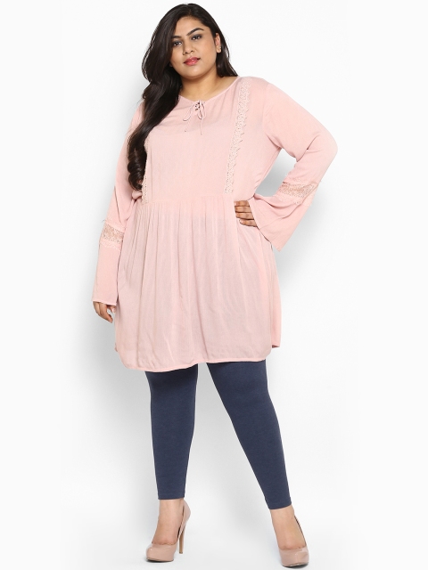 

aLL Plus Size Women Pink Solid Tunics