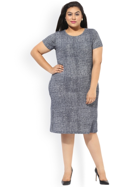 

aLL Plus Size Women Navy Blue Solid T-shirt Dress