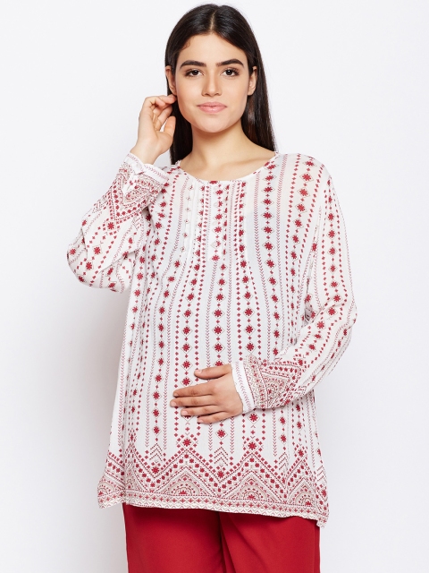 

Oxolloxo Women Off-White & Red Printed Top