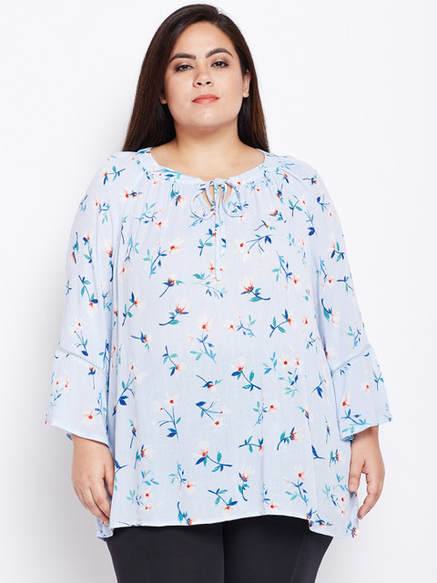 

Oxolloxo Women Blue Printed A-Line Top
