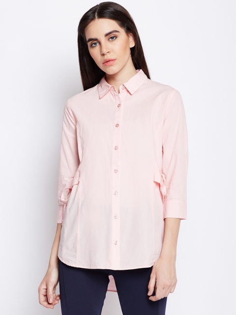 

Oxolloxo Women Pink Regular Fit Solid Casual Shirt