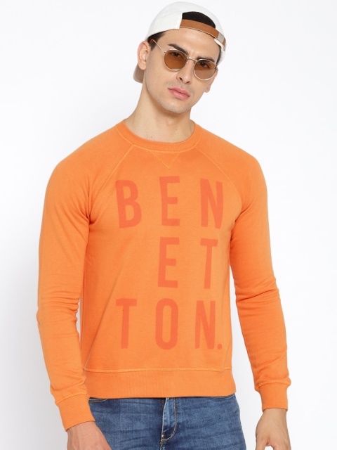 

United Colors of Benetton Men Orange Printed Sweatshirt