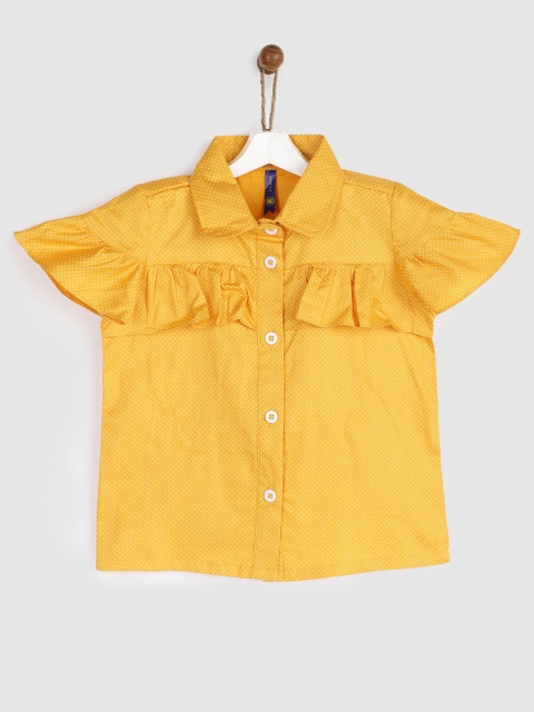 

YK Girls Yellow Printed Top