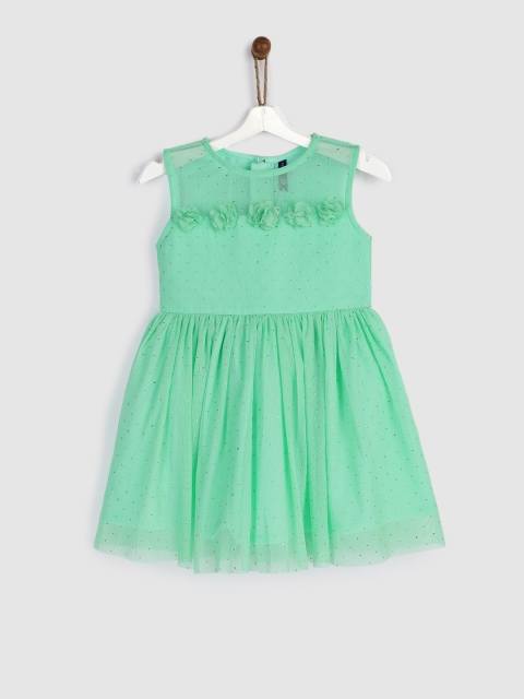 

YK Green Embellished Fit and Flare Dress