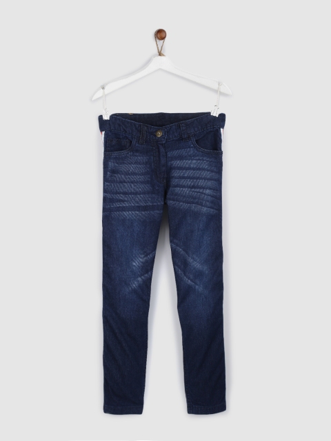 

YK Girls Navy Blue Regular Fit Mid-Rise Clean Look Stretchable Jeans