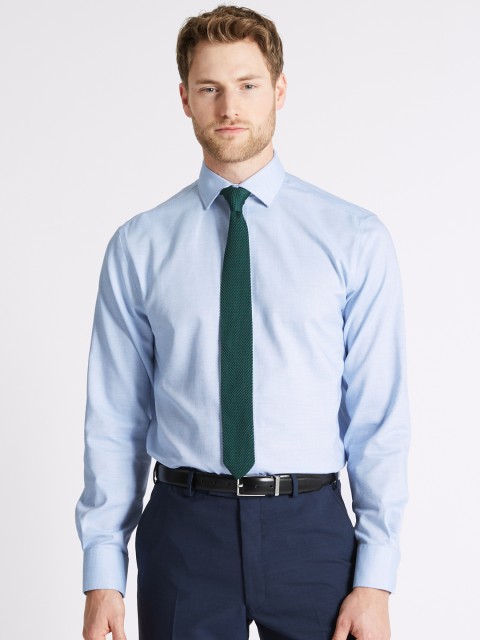 

Marks & Spencer Men Blue Regular Fit Self Design Formal Shirt