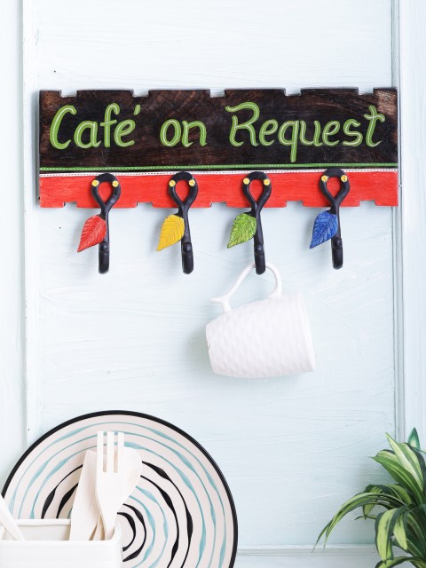 

VarEesha Brown & Red Mango Wood Cafe on Request Wall Mounted Four Cups Holder