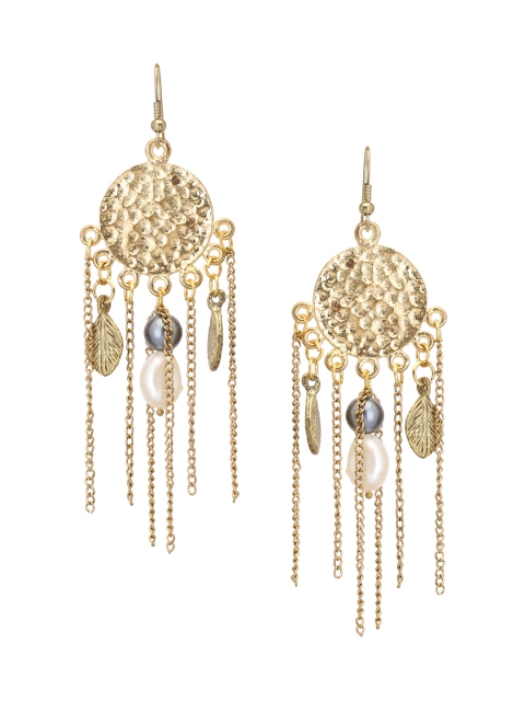 

TJORI Gold-Toned Contemporary Drop Earrings
