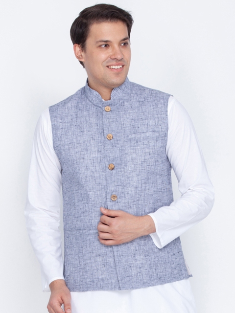 

VASTRAMAY Men Blue Nehru Jacket