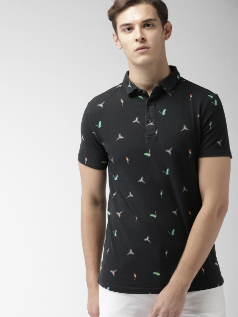 

Superdry Men Navy Blue Printed Polo Collar T-shirt