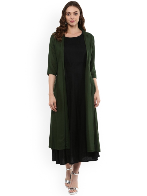 

Idalia Women Black Solid Fit and Flare Dress With Shrug