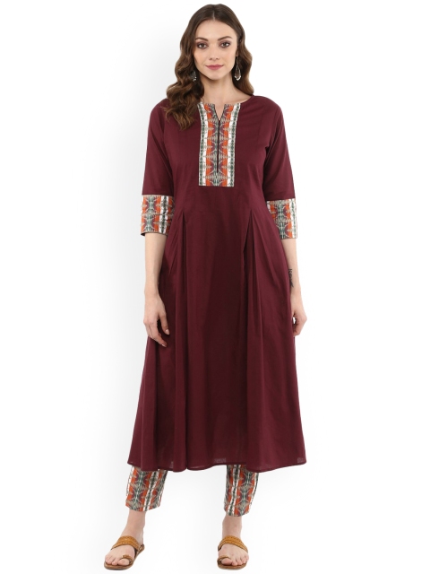 

Idalia Women Maroon Printed Kurta with Trousers