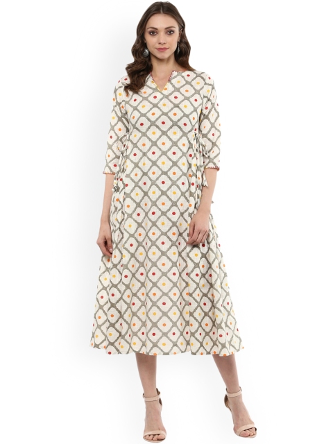 

Idalia Women Off-White Printed A-Line Dress