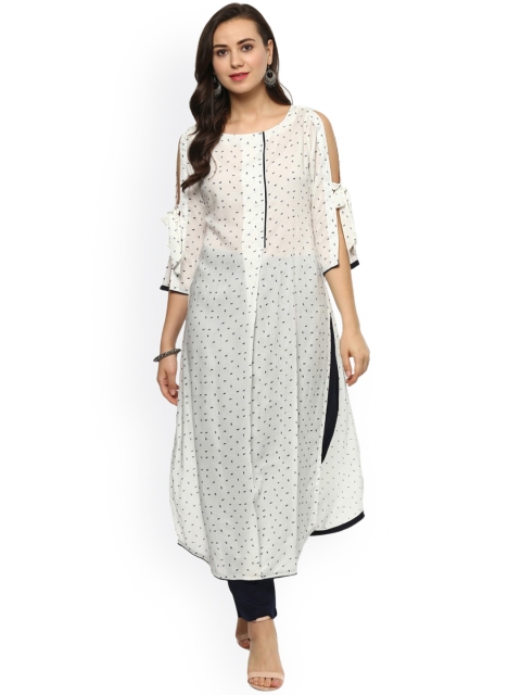 

Idalia Women White Printed Straight Kurta