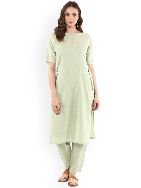 

Idalia Women Lime Green Solid Kurta with Trousers
